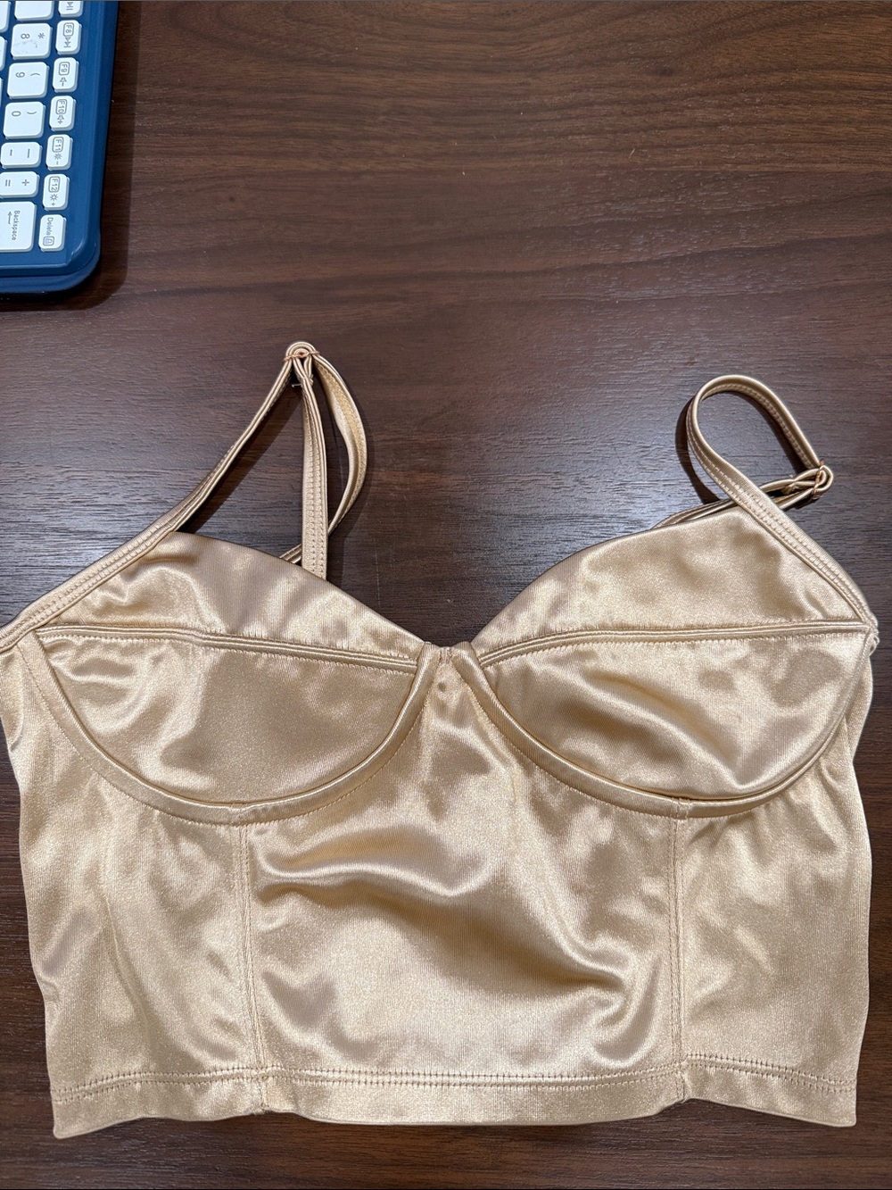 Satin Longline Bralette — Soft Champagne